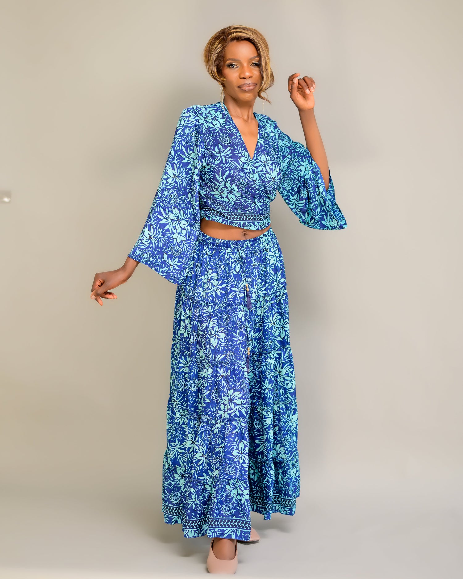 Long Skirt with Tie Top Summerdress silk made