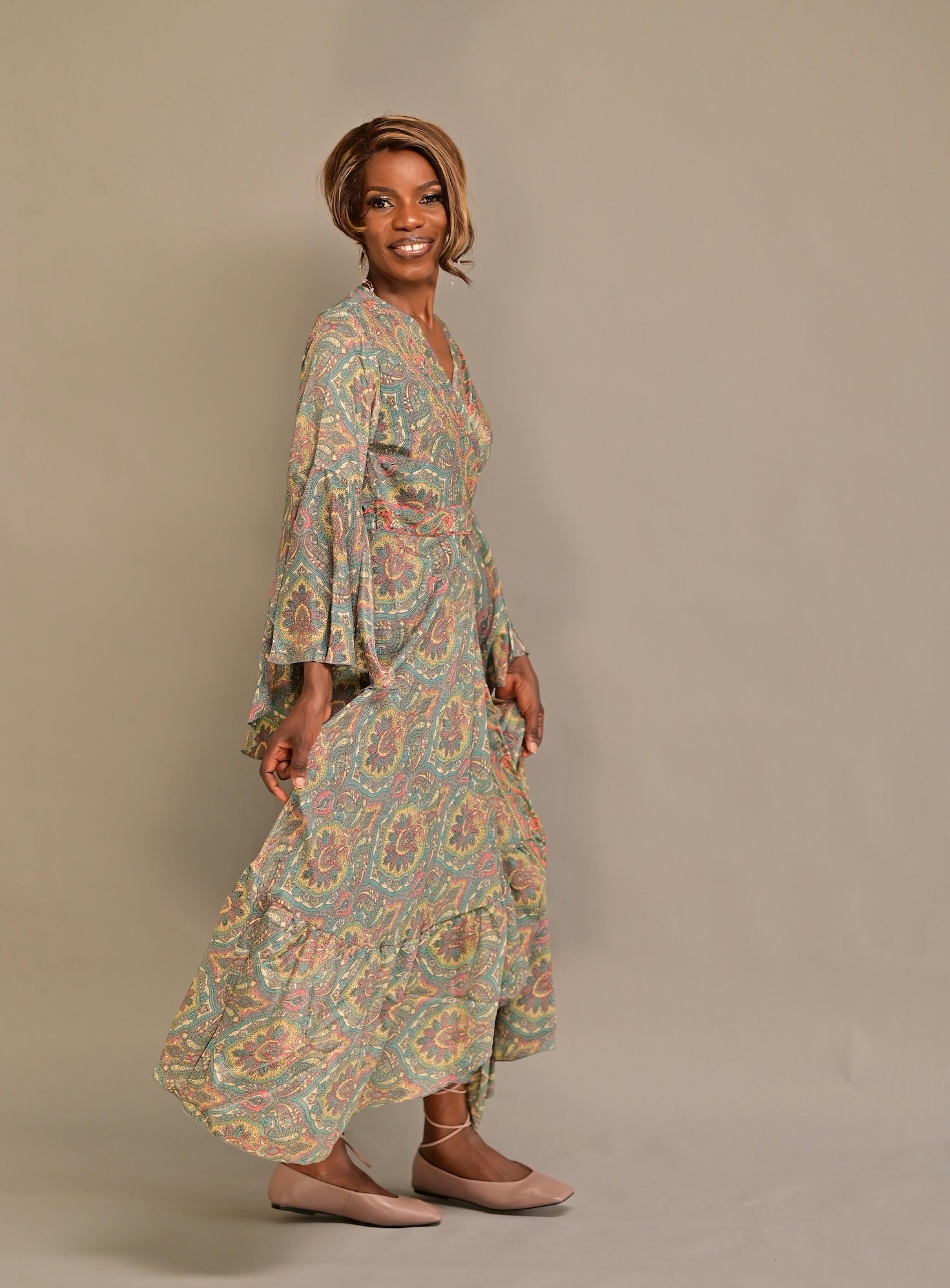 Silk Wrap Dress Long - Cream Summer Dress | Trendy-Atelier Trendy-atelier Silk Wrap Dress Long - Cream Summer Dress | Trendy-Atelier Trendy-atelier