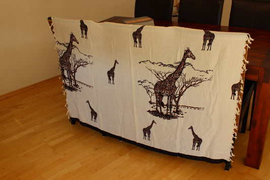 Scarf women ,  white, with giraffe , Schal, Strandtuch