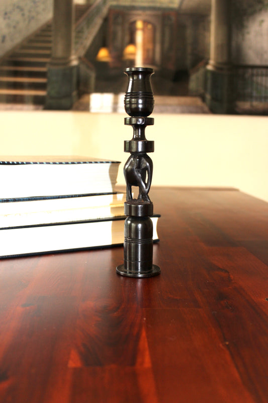 Candlestick with  Elephant Motiv,Wood candlestick black