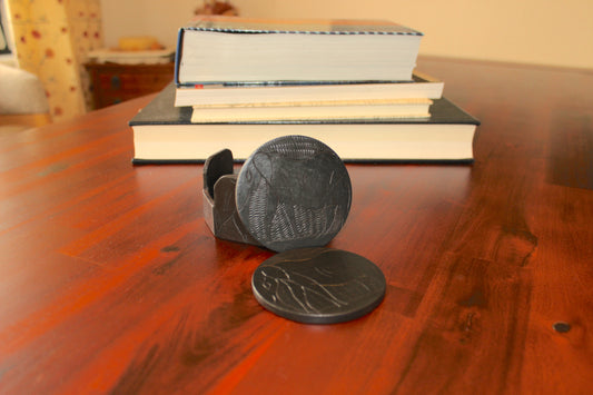 coaster from wood with  Elephant Motiv