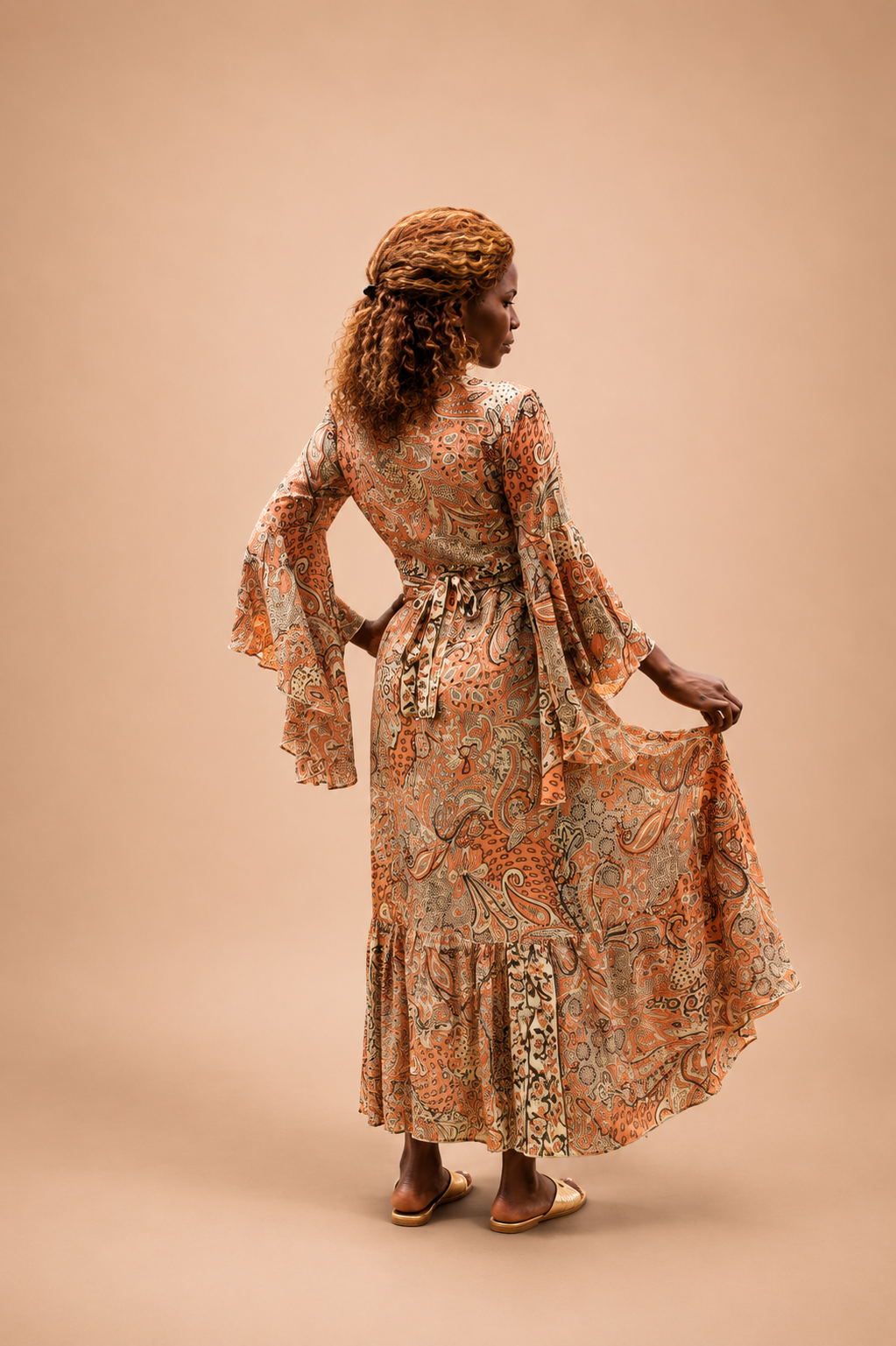 Silk Wrap Dress Long - Cream Summer Dress | Trendy-Atelier