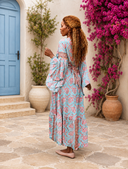 Silk Wrap Dress Long - Cream Summer Dress | Trendy-Atelier