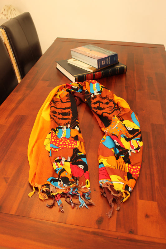 Schal, Schal, Damen, mit afrikanischem Motiv,