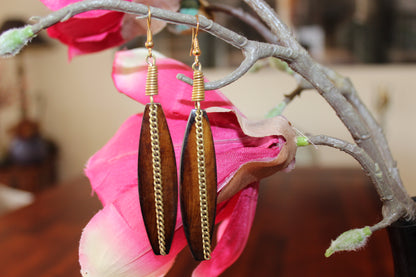 Earring  elegant  in dark brown horn,Handmade horn earrings