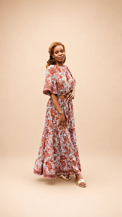 1971 Long Bohemian Frill Skirt And Gipsy Top Jungle