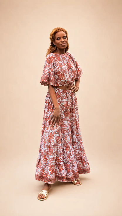 1971 Long Bohemian Frill Skirt And Gipsy Top Jungle