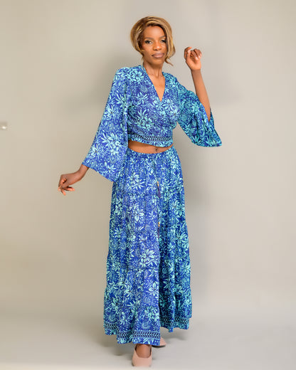 blue dress full skirt Milla Women's Cloudy Blue Tulle Maxi Dress With Ruffled Skirt