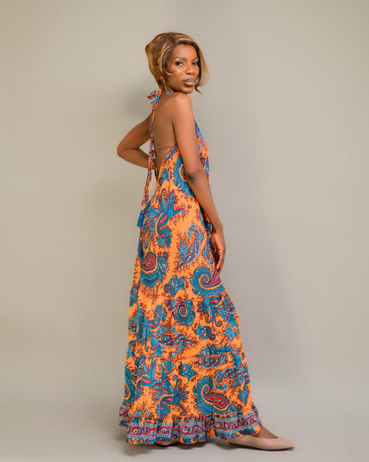 Langes Strandkleid mit Rüschen